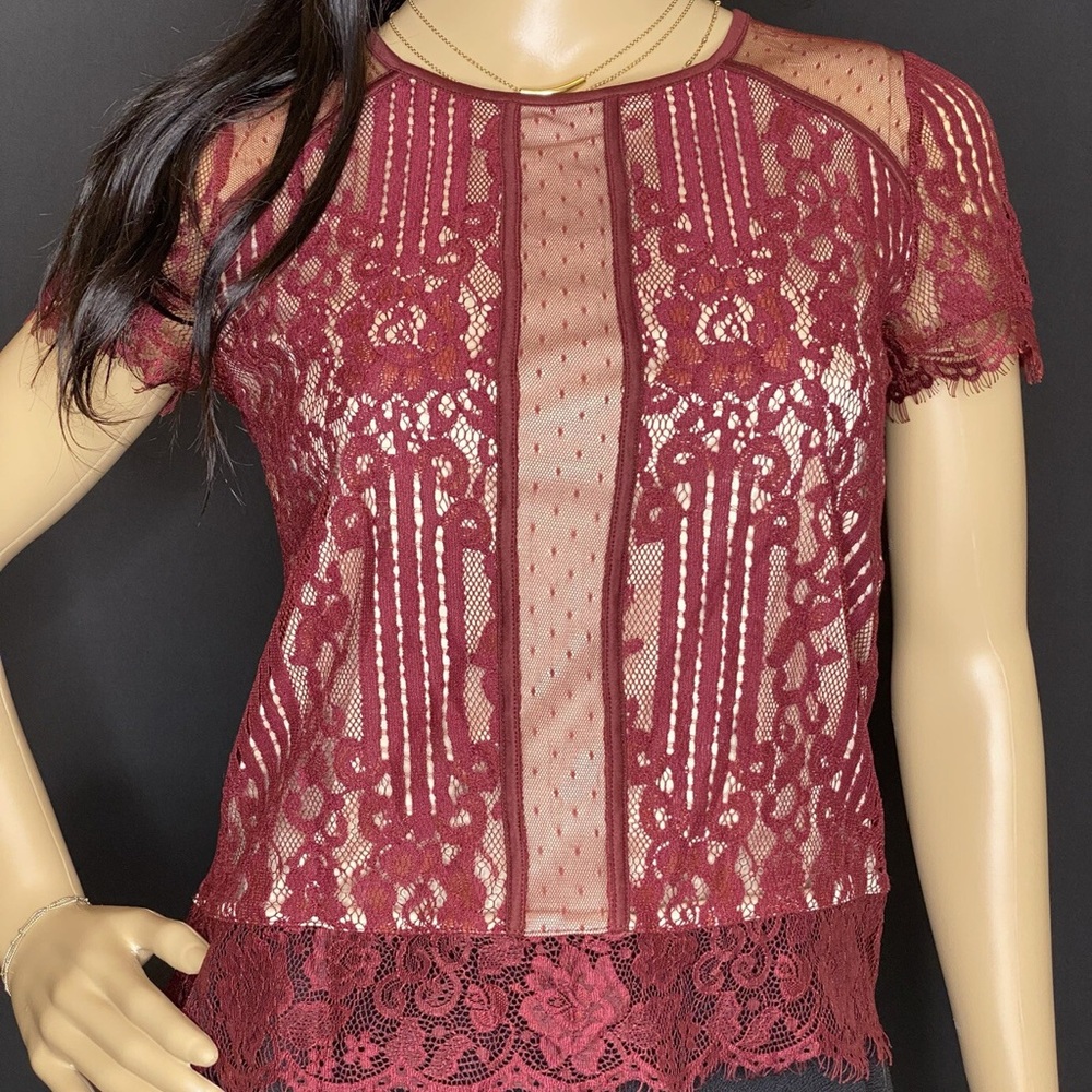 Express Red/Maroon Lace Shirt NWT
